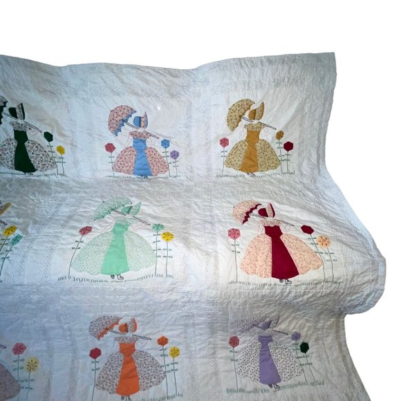 Handmade Hand Crafted Prairie Quilt Granny Square Prinoline Cottagecore 99X74 - Picture 3 of 12